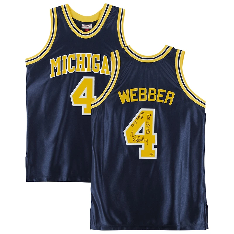 Chris Webber Navy Michigan Wolverines Autographed Mitchell & Ness 1991-92 Authentic Jersey with "92-93 Consensus AA" Inscription