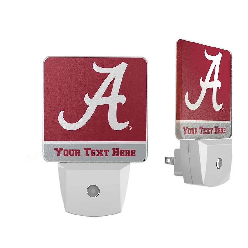 Alabama Crimson Tide Primary Logo Personalized 2-Piece Nightlight Set