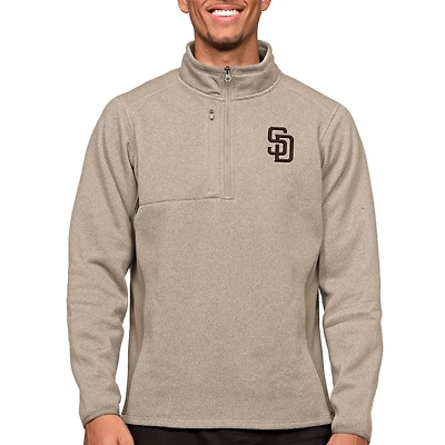 Men's Antigua Oatmeal San Diego Padres Course Quarter-Zip Pullover Top