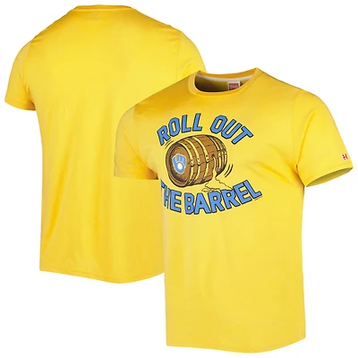 Men's Homage Gold Milwaukee Brewers Hyper Local Tri-Blend T-Shirt