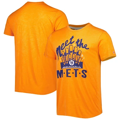 Men's Homage Orange New York Mets Hyper Local Tri-Blend T-Shirt