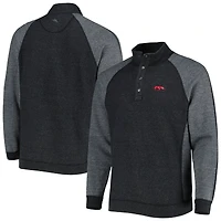 Men's Tommy Bahama Black Arkansas Razorbacks Sport Scrimmage Snap Mock Neck Raglan Button-Up Jacket