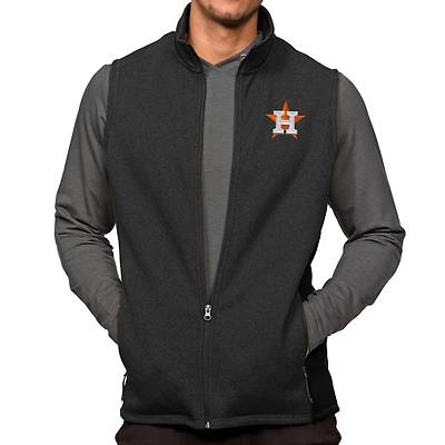 Men's Antigua Heathered Black Houston Astros Course Full-Zip Vest