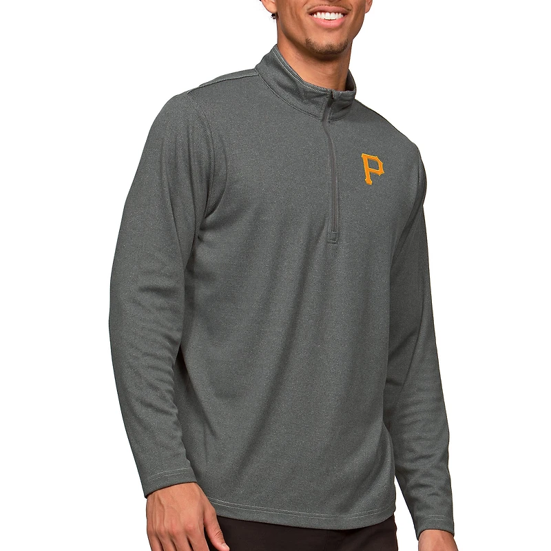 Men's Antigua Heathered Charcoal Pittsburgh Pirates Epic Quarter-Zip Pullover Top