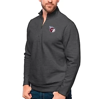 Men's Antigua Heathered Charcoal Cleveland Guardians Gambit Quarter-Zip Pullover Top