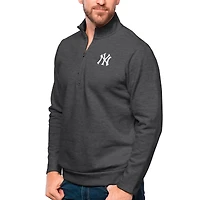 Men's Antigua Heathered Charcoal New York Yankees Gambit Quarter-Zip Pullover Top