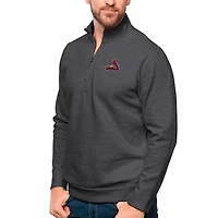 Men's Antigua Heathered Charcoal St. Louis Cardinals Gambit Quarter-Zip Pullover Top