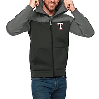 Men's Antigua Steel/Charcoal Texas Rangers Protect Full-Zip Hoodie