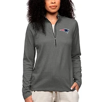 Women's Antigua Heathered Charcoal New England Patriots Epic Quarter-Zip Top