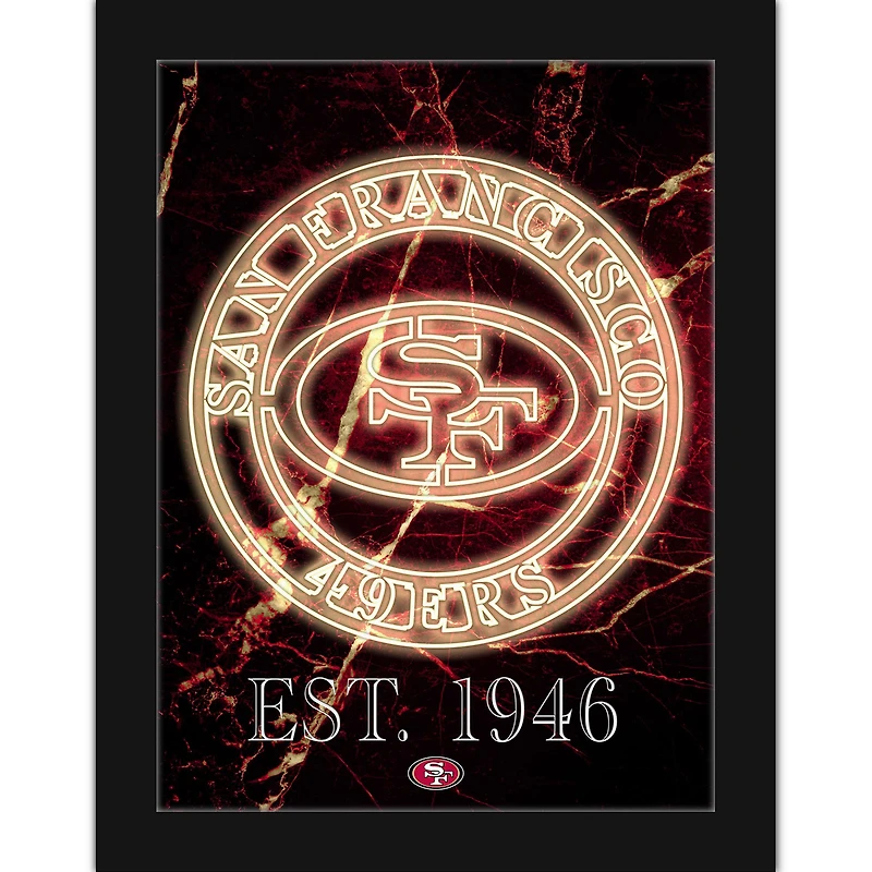 Black San Francisco 49ers 12'' x 16'' Framed Circle Logo Print