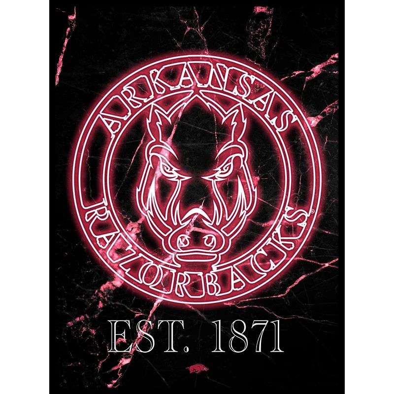 Black Arkansas Razorbacks 12'' x 16'' Framed Circle Logo Print
