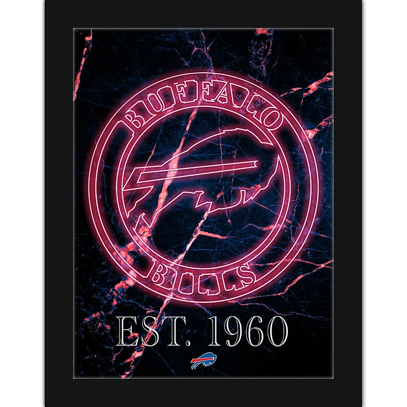 Black Buffalo Bills 12'' x 16'' Framed Circle Logo Print