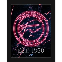 Black Buffalo Bills 12'' x 16'' Framed Circle Logo Print