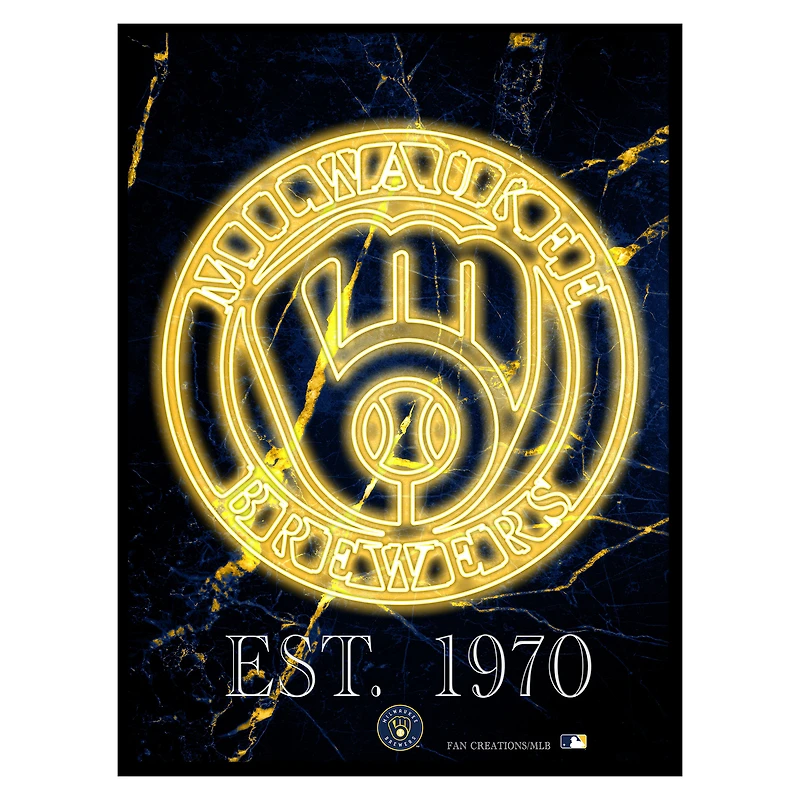 Black Milwaukee Brewers 12'' x 16'' Framed Circle Logo Print