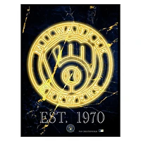 Black Milwaukee Brewers 12'' x 16'' Framed Circle Logo Print