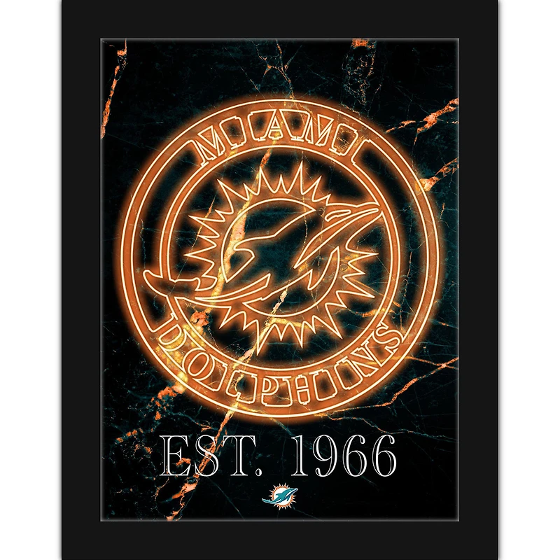 Black Miami Dolphins 12'' x 16'' Framed Circle Logo Print