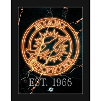 Black Miami Dolphins 12'' x 16'' Framed Circle Logo Print