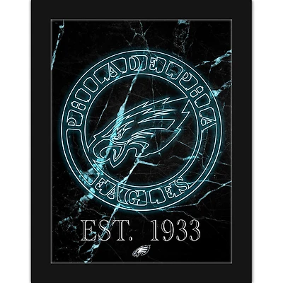 Black Philadelphia Eagles 12'' x 16'' Framed Circle Logo Print