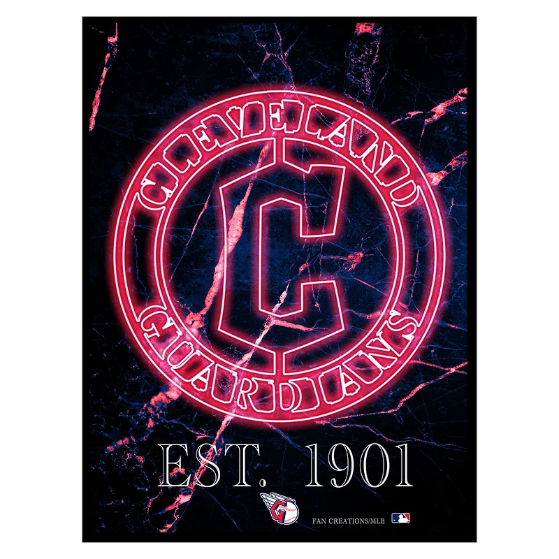 Black Cleveland Guardians 12'' x 16'' Framed Circle Logo Print