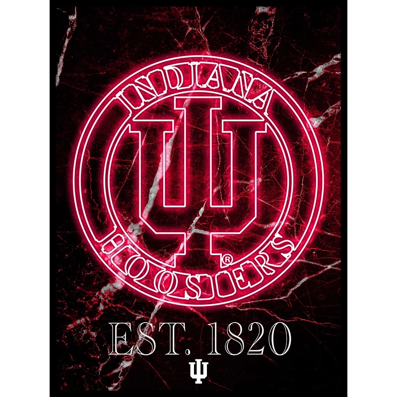 Black Indiana Hoosiers 12'' x 16'' Framed Circle Logo Print