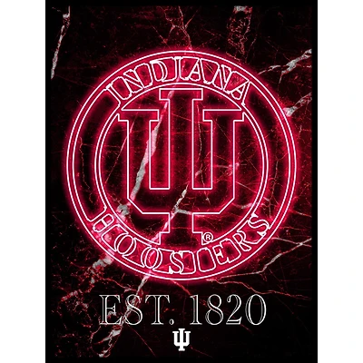 Black Indiana Hoosiers 12'' x 16'' Framed Circle Logo Print