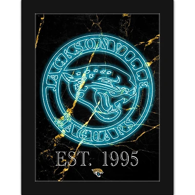 Black Jacksonville Jaguars 12'' x 16'' Framed Circle Logo Print