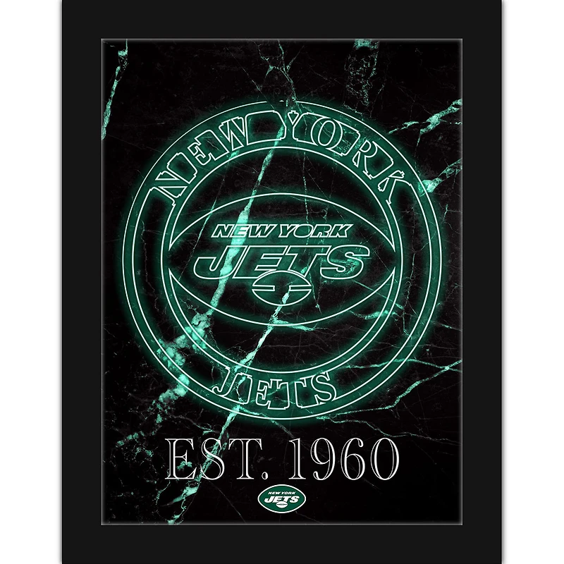 Black New York Jets 12'' x 16'' Framed Circle Logo Print