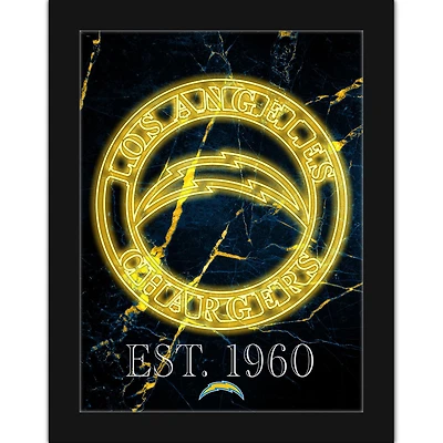 Black Los Angeles Chargers 12'' x 16'' Framed Circle Logo Print