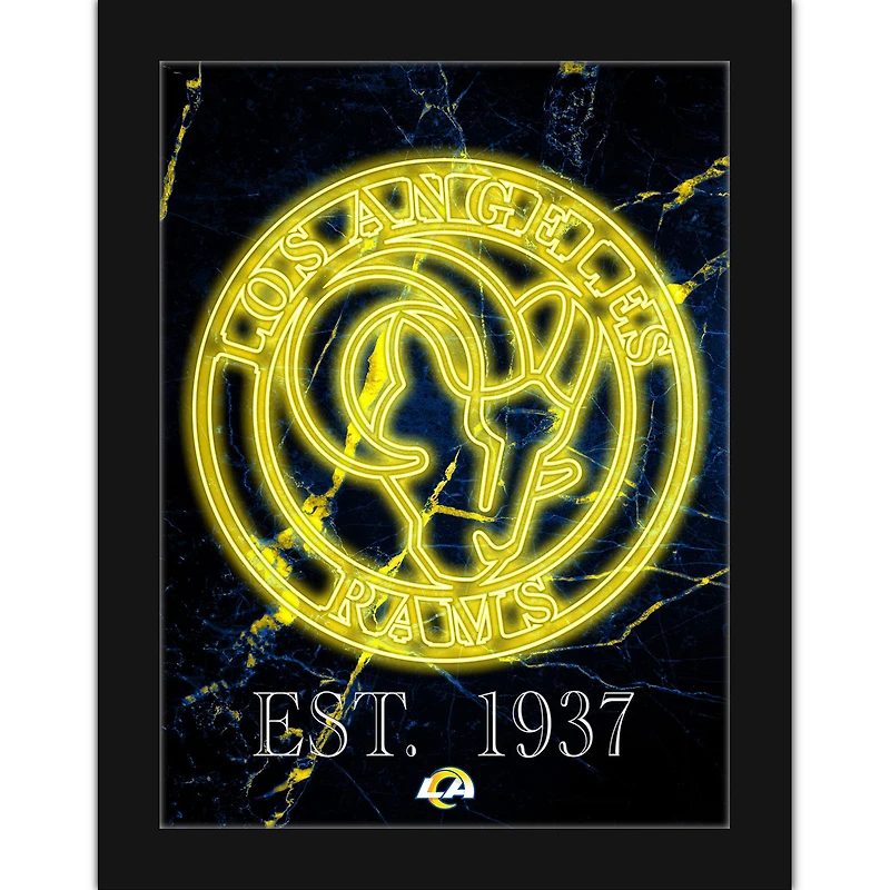 Black Los Angeles Rams 12'' x 16'' Framed Circle Logo Print