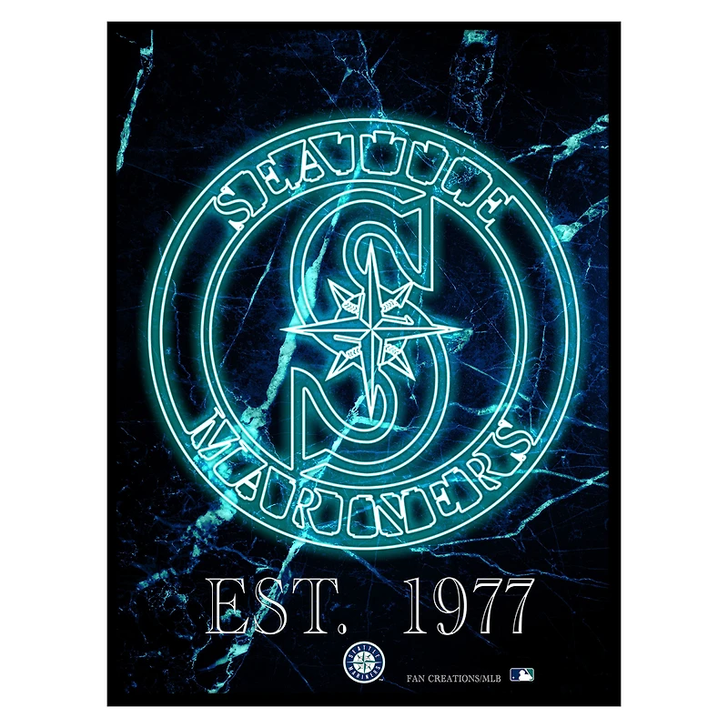 Black Seattle Mariners 12'' x 16'' Framed Circle Logo Print