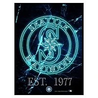 Black Seattle Mariners 12'' x 16'' Framed Circle Logo Print