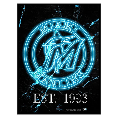 Black Miami Marlins 12'' x 16'' Framed Circle Logo Print
