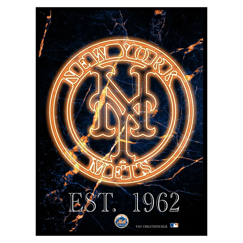 Black New York Mets 12'' x 16'' Framed Circle Logo Print