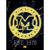 Black Michigan Wolverines 12'' x 16'' Framed Circle Logo Print