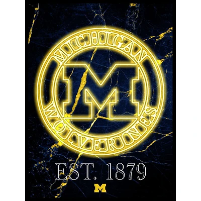 Black Michigan Wolverines 12'' x 16'' Framed Circle Logo Print