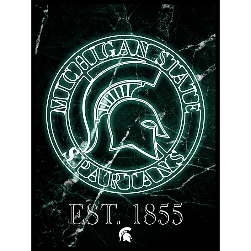 Black Michigan State Spartans 12'' x 16'' Framed Circle Logo Print