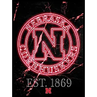 Black Nebraska Huskers 12'' x 16'' Framed Circle Logo Print
