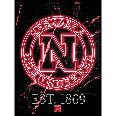 Black Nebraska Huskers 12'' x 16'' Framed Circle Logo Print