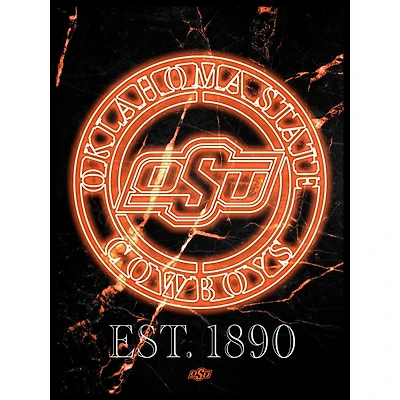 Black Oklahoma State Cowboys 12'' x 16'' Framed Circle Logo Print