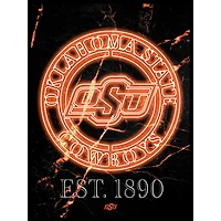 Black Oklahoma State Cowboys 12'' x 16'' Framed Circle Logo Print
