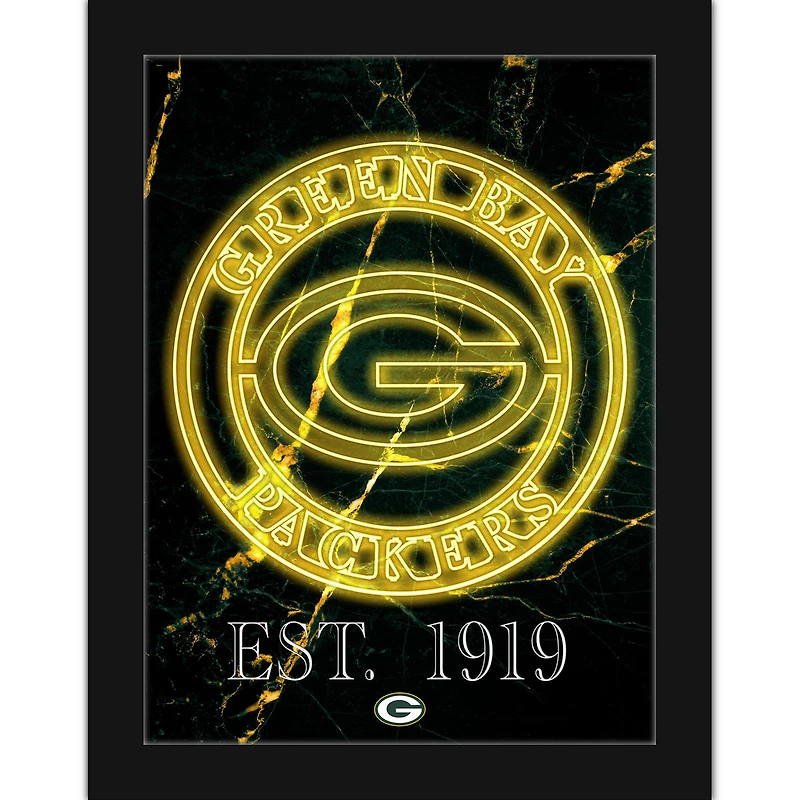 Black Green Bay Packers 12'' x 16'' Framed Circle Logo Print