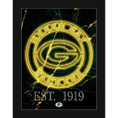 Black Green Bay Packers 12'' x 16'' Framed Circle Logo Print