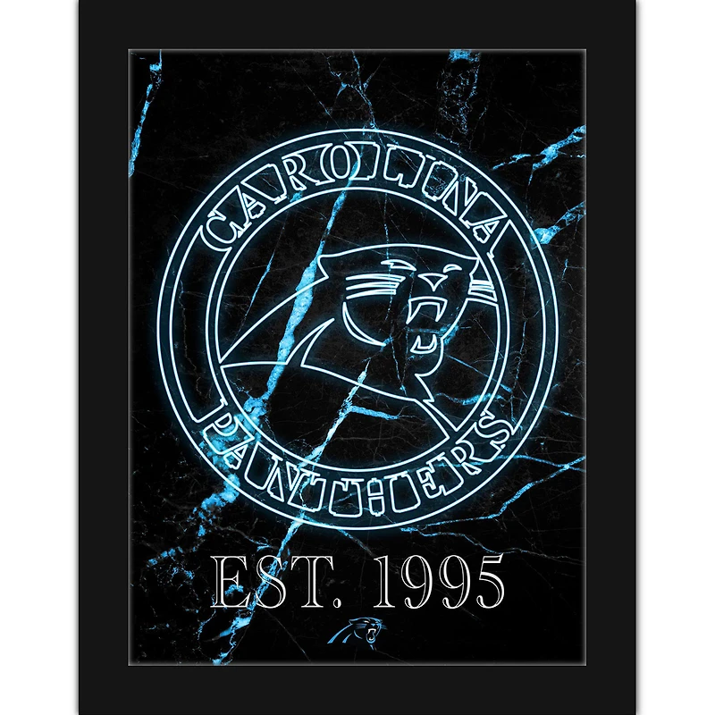 Black Carolina Panthers 12'' x 16'' Framed Circle Logo Print