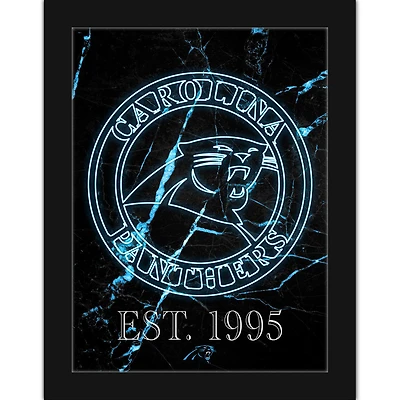 Black Carolina Panthers 12'' x 16'' Framed Circle Logo Print
