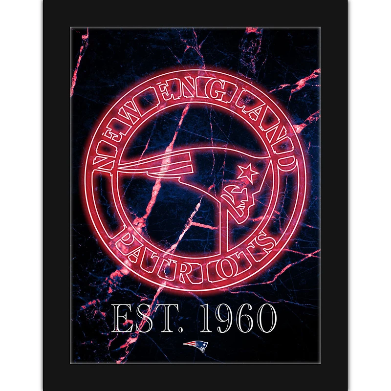 Black New England Patriots 12'' x 16'' Framed Circle Logo Print