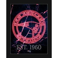 Black New England Patriots 12'' x 16'' Framed Circle Logo Print
