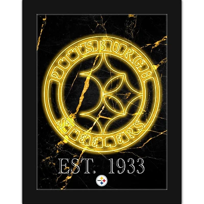 Black Pittsburgh Steelers 12'' x 16'' Framed Circle Logo Print