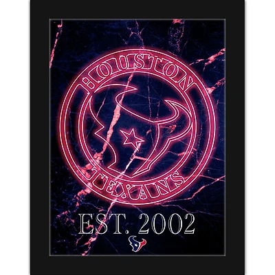 Black Houston Texans 12'' x 16'' Framed Circle Logo Print