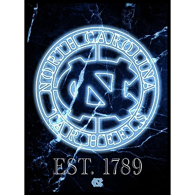 Black North Carolina Tar Heels 12'' x 16'' Framed Circle Logo Print
