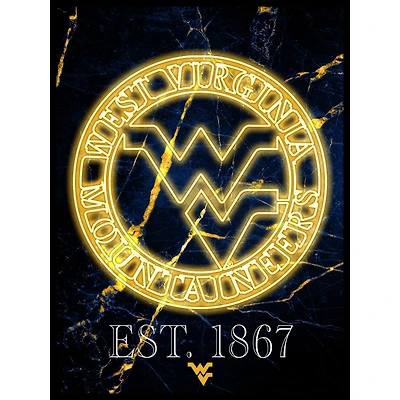 Black West Virginia Mountaineers 12'' x 16'' Framed Circle Logo Print